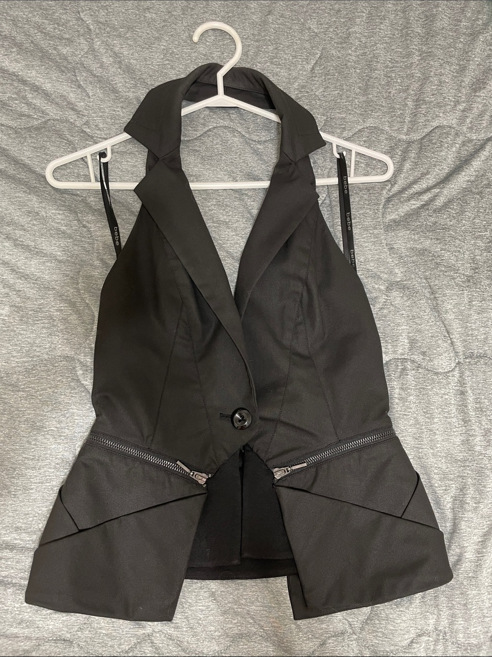 bebe Black 2 in 1 Halter Blazer Vest